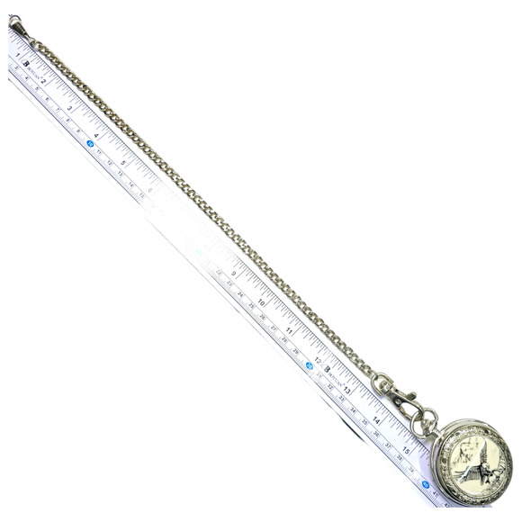 Soaring Eagle Pocket Watch Silver Tone Quartz Chain Works New Battery Japan Mvmt - Picture 5 of 5